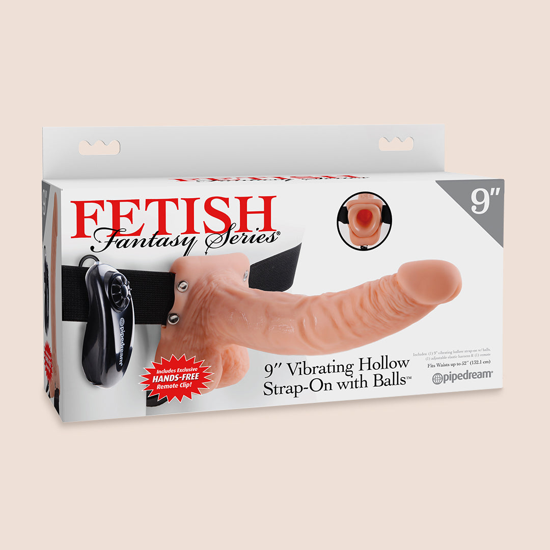 Fetish Fantasy 9" Vibrating Hollow Strap-on | comfortable elastic harness