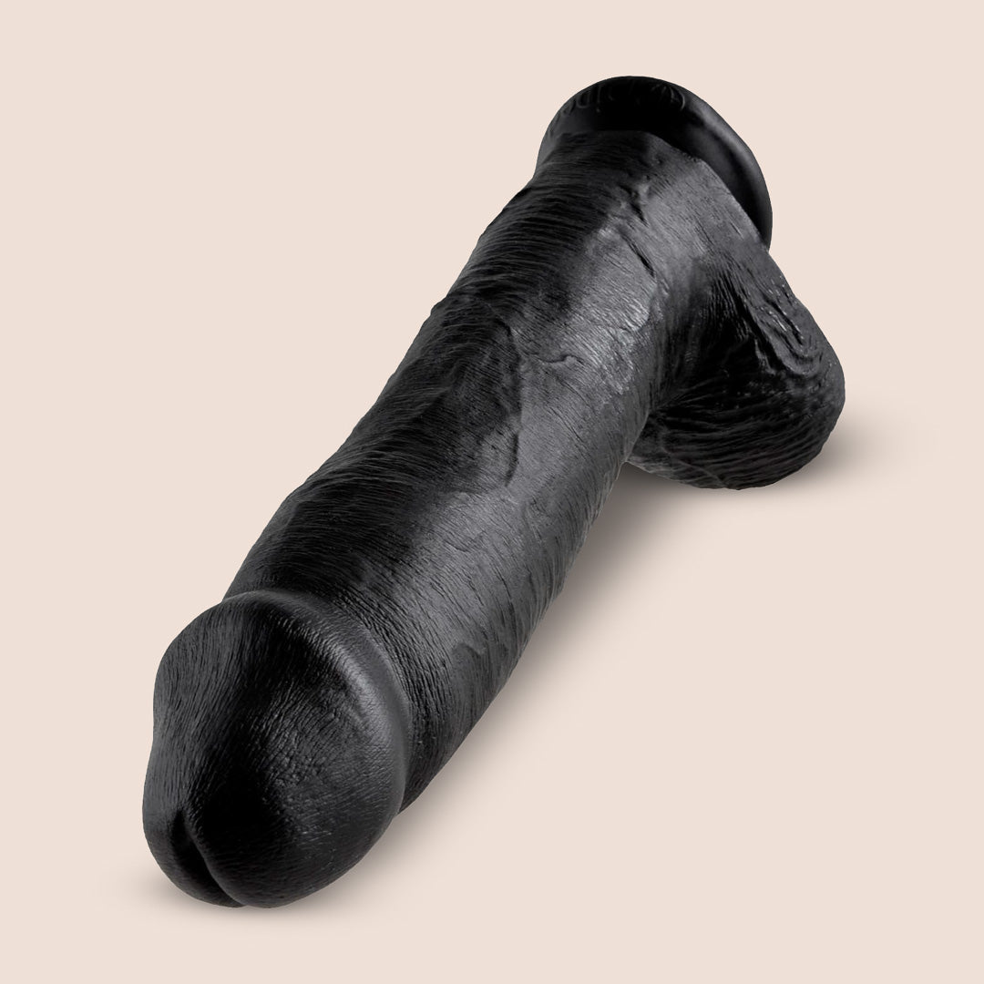 King C Ultra Realistic 12 Inch Black Suction Cup Dildo With Balls