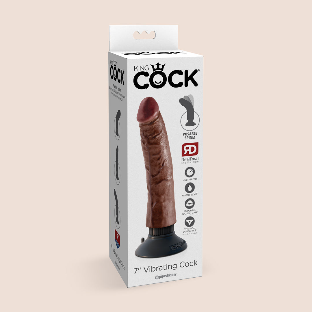 King C vibrating C__ck | 7" vibrating dildo with suction cup base