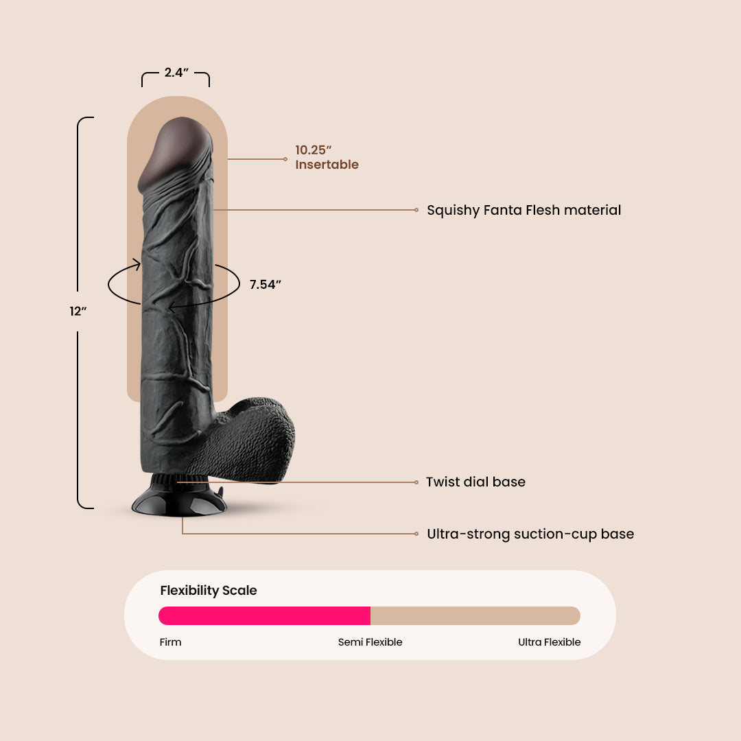 Real Feel Deluxe No. 12 | 12" vibrating dildo with suction cup base