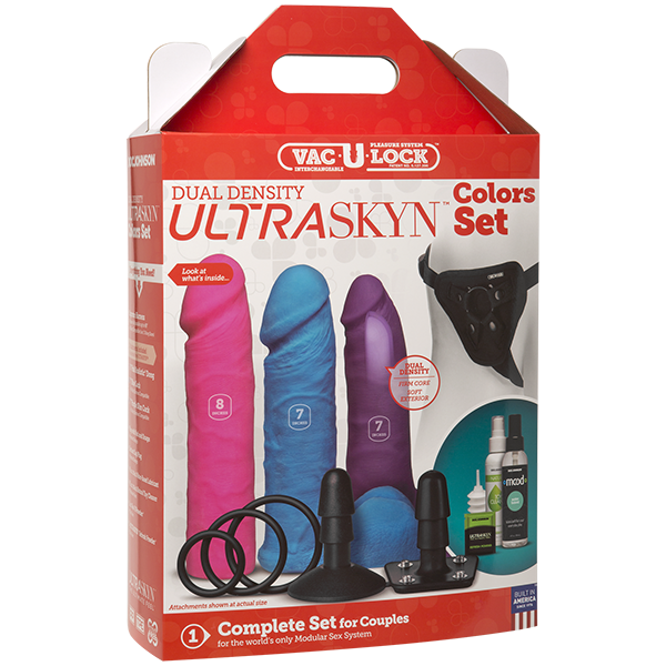 Vac-U-Lock Dual Density UltraSKYN Strap-On & Harness Kit - 2 Color Options!