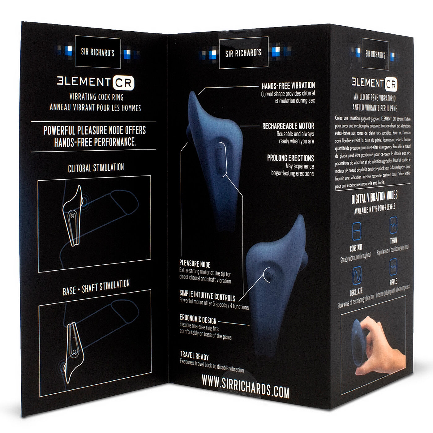 Sir Richard's Element USB Rechargeable Powerful Vibrating Silicone Cock Ring