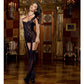 Lace Up Back Garder Dress W/ Attached Stocking Blk O/S by  DRMG - 