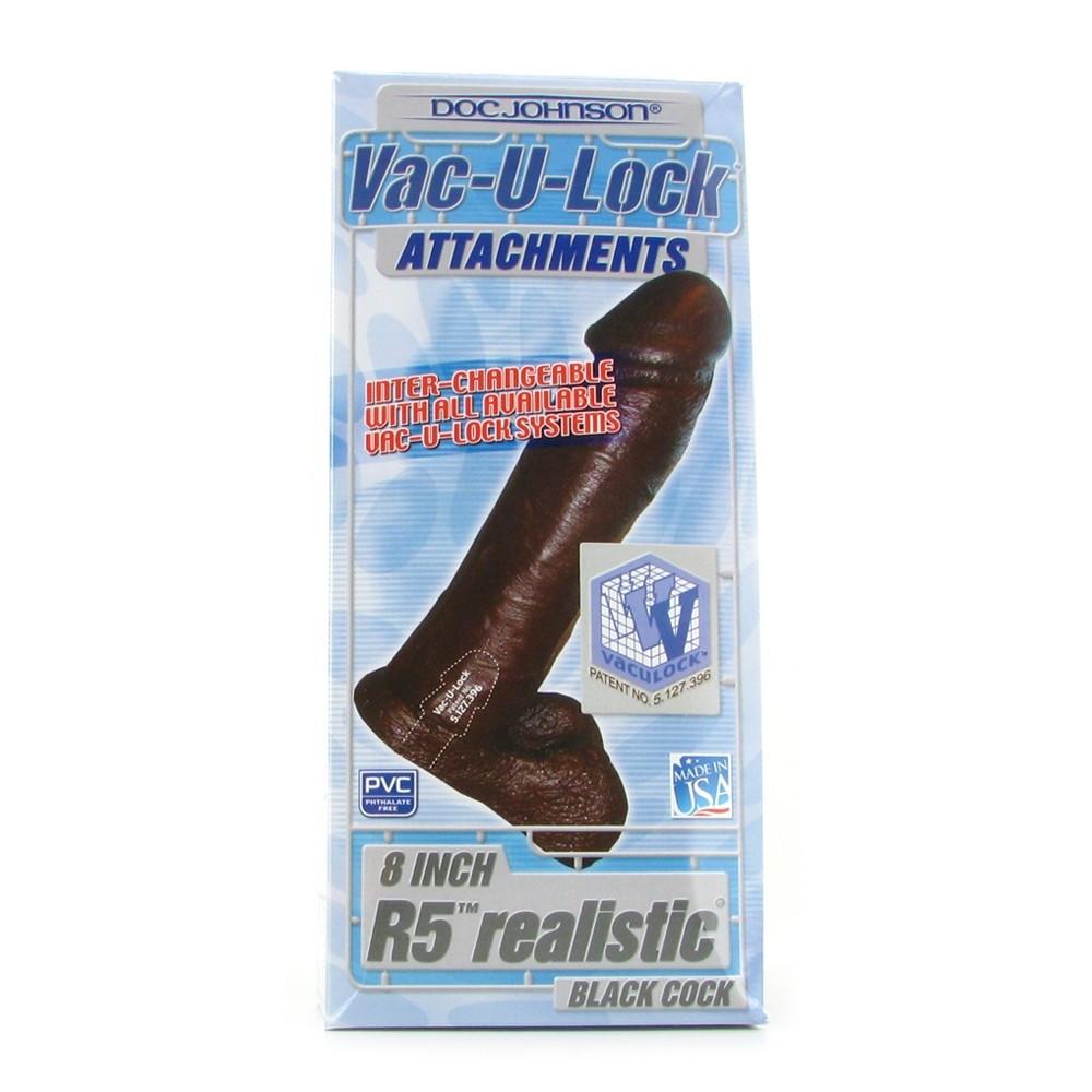 Vac-U-Lock 8 Inch Realistic Cock in Black by  Doc Johnson -  - 6