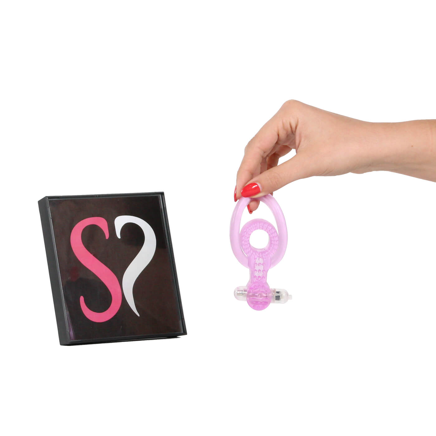 Simpli Pleasure Stretchy Double Cock Ring With Vibrating Clitoral Tickler