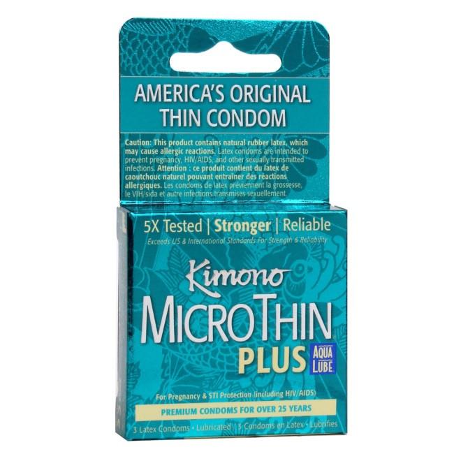 Kimono MicroThin Aqua Lube Condoms in 3 Pack