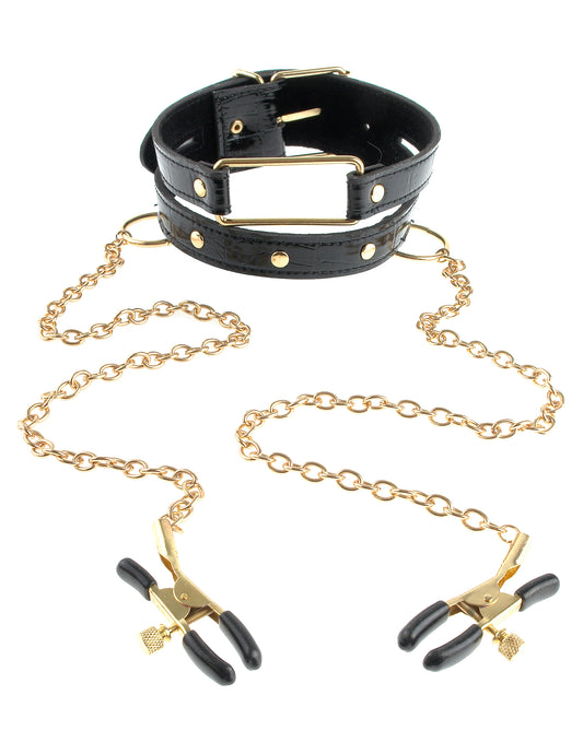 Fetish Fantasy Gold Collar and Nipple Clamps