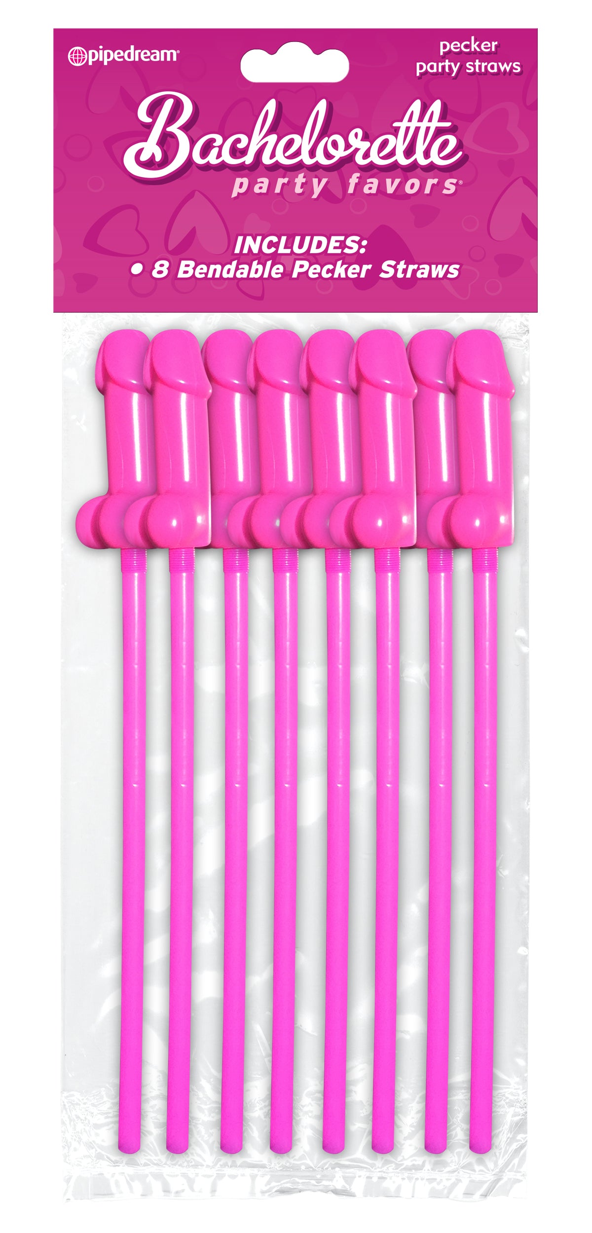 Favors Bendable Pecker Straws Pack of 8 by Bachelorette Party