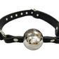 Rouge Garments Black Leather Ball Gag With Silver Ball
