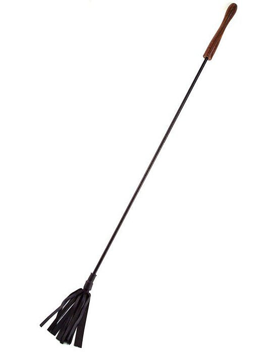 Rouge Garments Black Leather Riding Crop W/ Wooden Handle