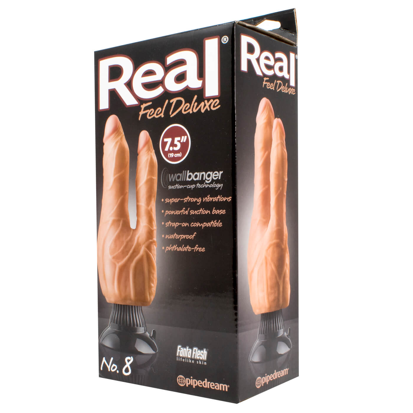 Real Feel Deluxe No.8 Dual-Probed Vibrating 7.5 Inch Suction Dildo