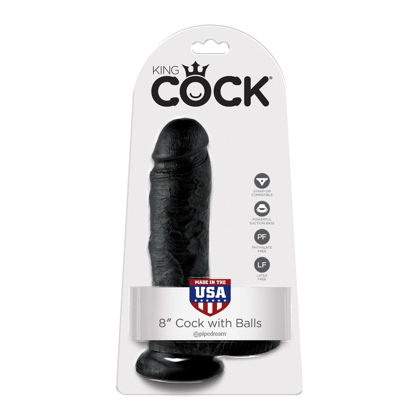 King Cock Ultra Realistic 8 Inch Black Suction Cup Dildo With Balls