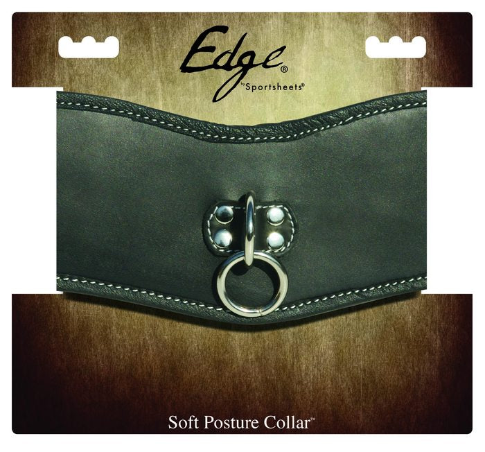 Edge Soft Leather Posture Collar Lockable Buckle 18 inches Bondage Gear