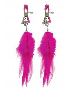 Fancy Feather Nipple Clamps in Pink