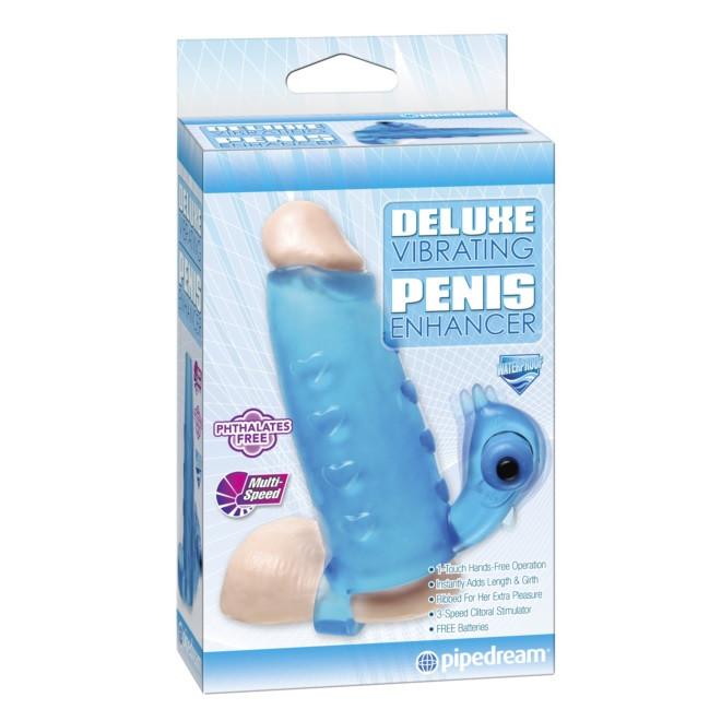 Deluxe Vibrating Waterproof Jelly Penis Enhancer w/ Clitoral Stimulator