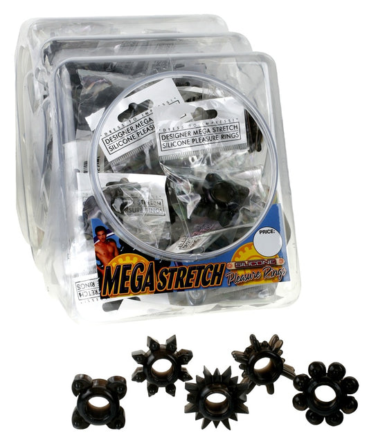 Mega Stretch Silicone Pleasure Ring, Black