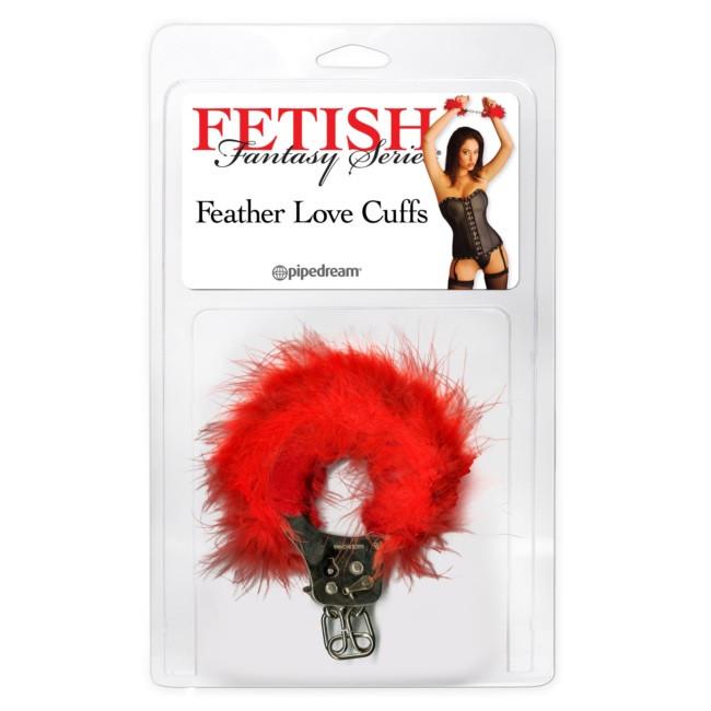 Fetish Fantasy Feather Love Cuffs in Red