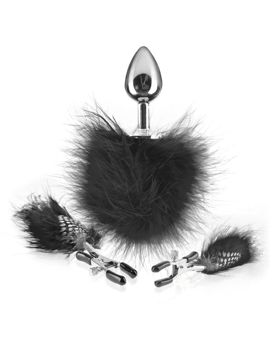 Fetish Fantasy Limited Edition Feather Nipple Clamps & Butt Plug