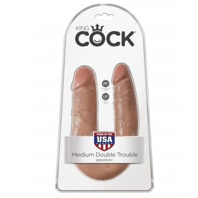 King Cock U-Shaped Double Trouble Double-Ended Dildo - Medium 13.6 Inches