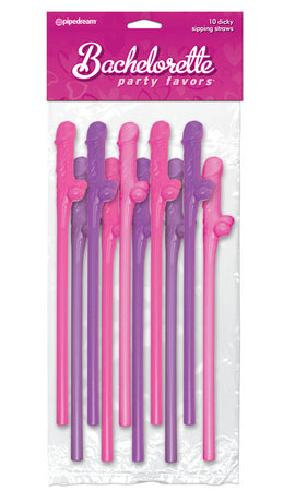 Favors Dicky Sipping Straws Pink & Purple (Bachelorette Party)