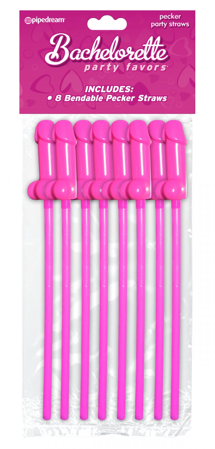 Favors Bendable Pecker Straws Pack of 8 by Bachelorette Party