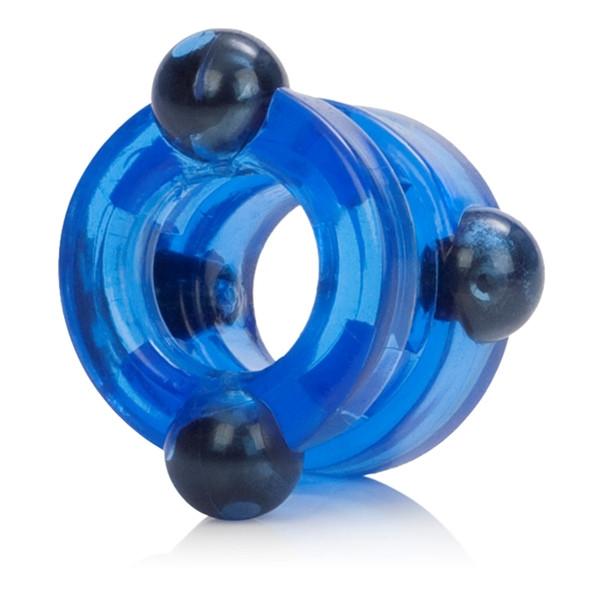 Magnetic Power Double Cock Ring in Clear and Blue