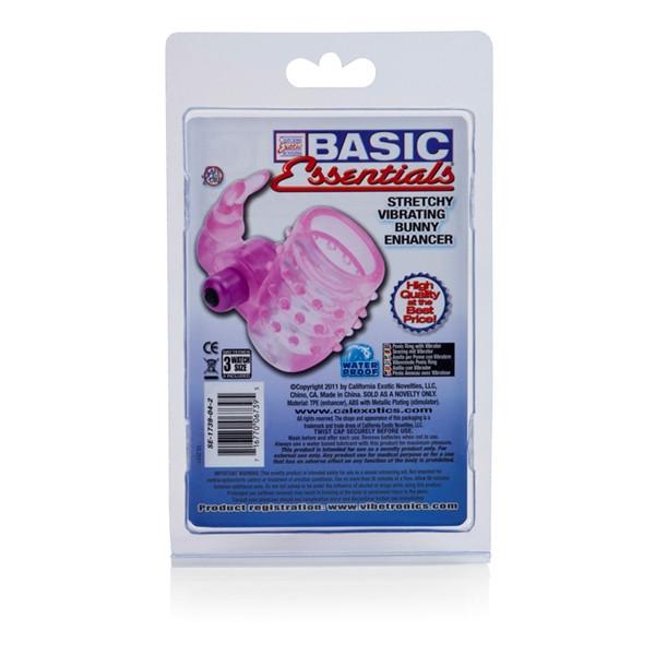 Basic Essentials Stretchy Vibrating Bunny Enhancer Penis Sleeve