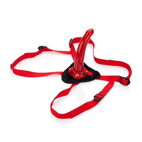 Sophia's Red Rider Harness and G-Spot Strap-On  Dildo